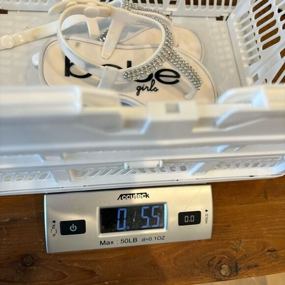 Bebe White Jeweled Sandals Size L 9/10 Kids - Picture 10 of 10